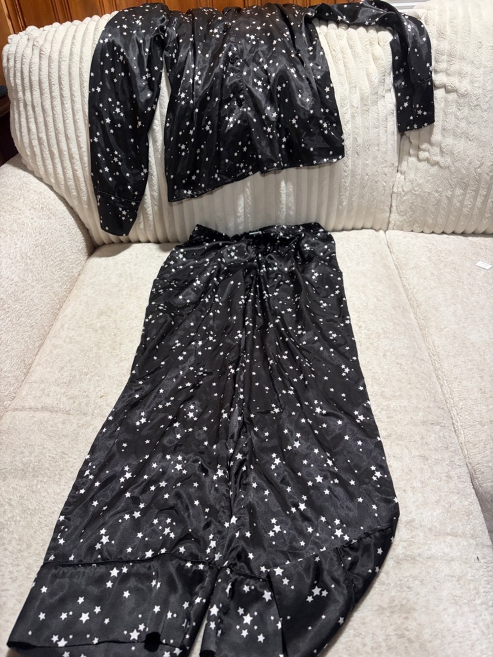 Apt. 9 Black Star Print Satin Pajama Set